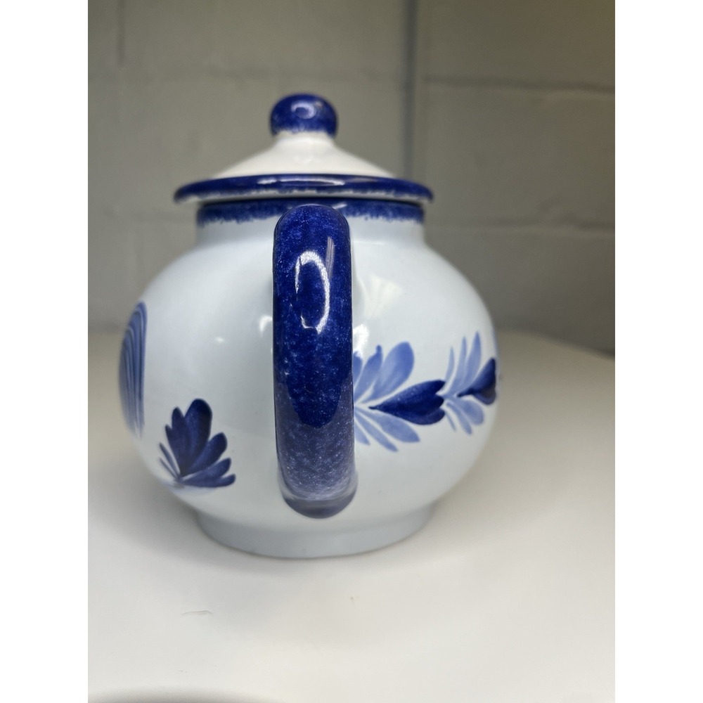 HB Quimper Pottery France Le Coq Teapot Blue Rooster Tea Pot - Picture 4 of 13